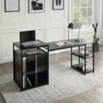 New Home Office Computer Desk with 2-layer Storage Shelf & CPU Storage Space – Black