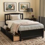 New Twin-Size Platform Bed Frame with 2 Storage Drawers, Headboard and Wooden Slats Support, No Box Spring Needed (Only Frame) – Espresso