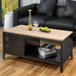 New 43″ Rectangle Coffee Table, with Storage Shelf and Cabinet, for Kitchen, Restaurant, Office, Living Room, Cafe – Black