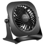 New 5.2-inch Mini USB Desk Fan, Plastic Design, 2 Speeds, Lower Noise, 360 Degree Up and Down, 3.8ft Charging Cable